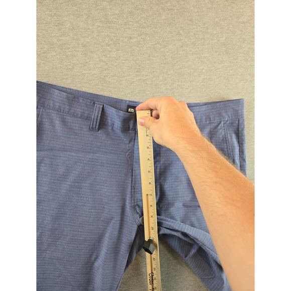 Travis Mathew Prestige Golf Shorts Mens 34 Blue Stripe Performance 10" Inseam - Picture 10 of 11